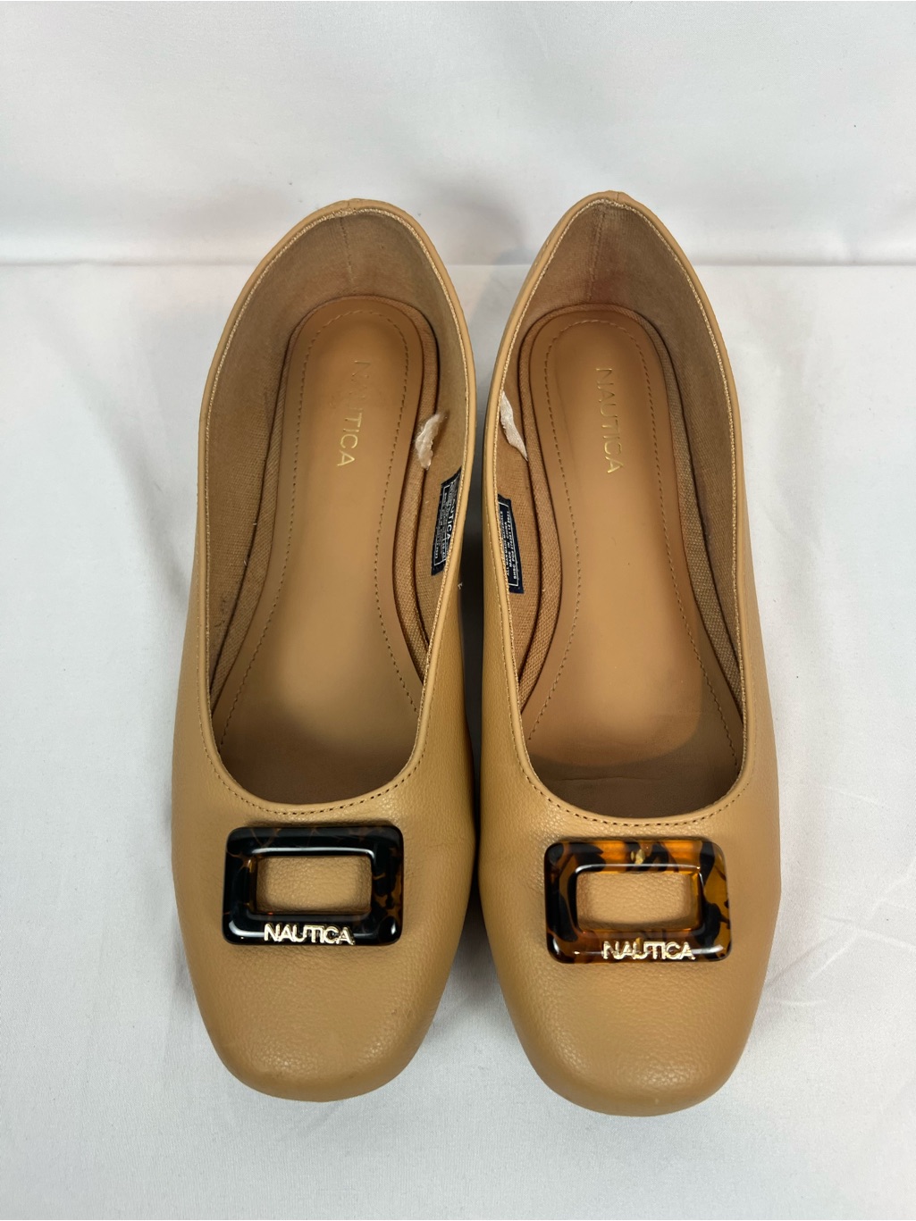 Nautica Women's Light Brown Ballet Flats With Tortoiseshell Buckle